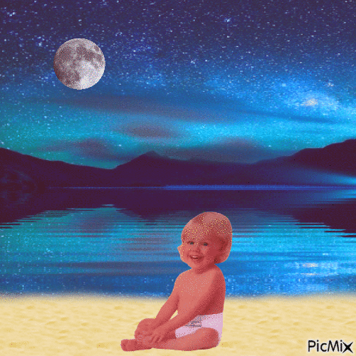 Baby and night sky - GIF animado gratis