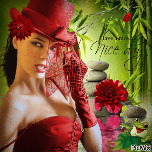 woman in red hat - Безплатен анимиран GIF