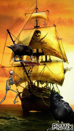 Galeón pirata - Animovaný GIF zadarmo