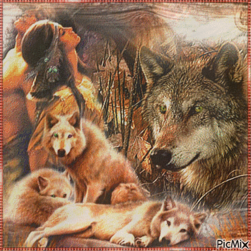 Wolves & Indians - Free animated GIF