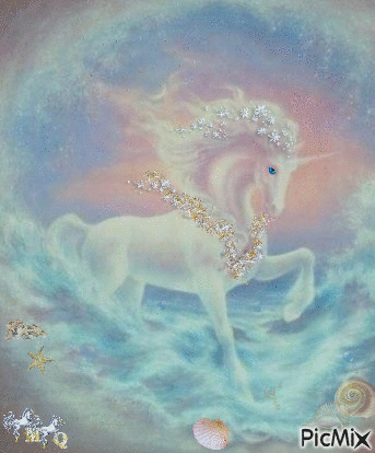 Unicorn on the beach - Бесплатни анимирани ГИФ