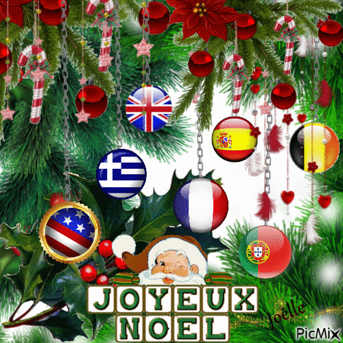 Merry christmas , feliz navidad , Feliz Natal , joyeux noël , Frohe Weihnachten - GIF animé gratuit