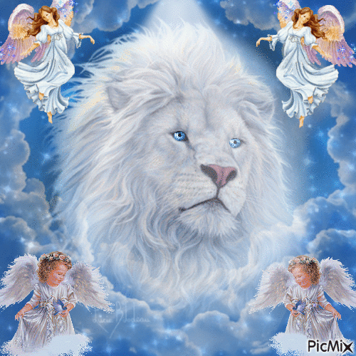 Lion in Heaven - Безплатен анимиран GIF