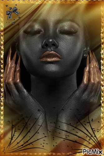 Portrait de femme or et noir - Darmowy animowany GIF