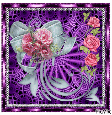 Roses on lilac. - Безплатен анимиран GIF