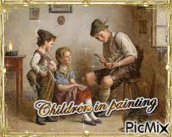 Children in painting - Free animated GIF