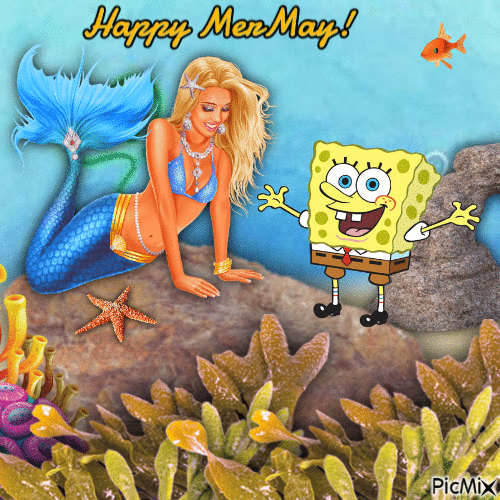 Spongebob and Pearl the mermaid - Бесплатный анимированный гифка