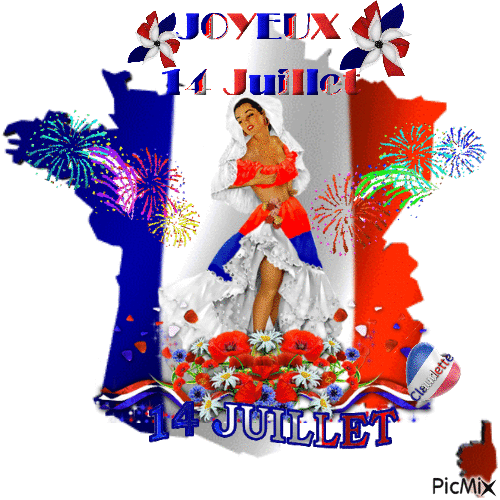 Joyeux 14 juillet - Бесплатный анимированный гифка