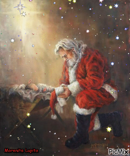 Santa Claus and Jesus - Free animated GIF