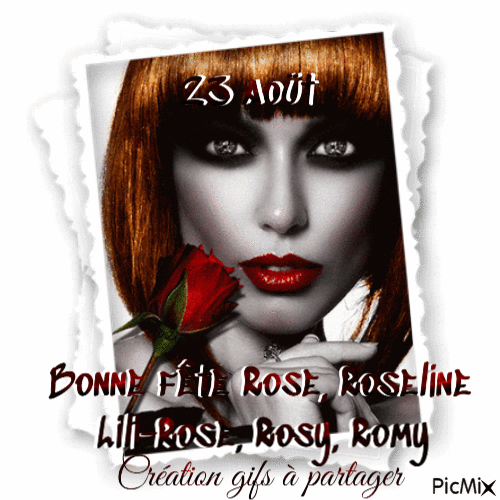 Bonne fête Rose Roseline Lili-Rose Rosy Romy - Ücretsiz animasyonlu GIF