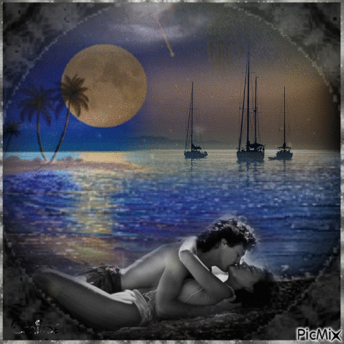 Night,sea,romance - Gratis geanimeerde GIF