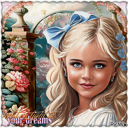 Portrait eines blonden kleinen Mädchens - Free animated GIF