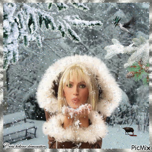 HD femme sous la neige - Ingyenes animált GIF