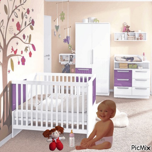 Baby with doll and bottle - gratis png