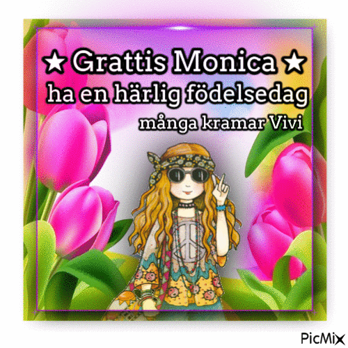 Grattis Monica A 2021 - GIF animé gratuit