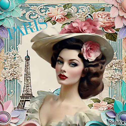 Vintage-Frau in Paris - GIF animado gratis