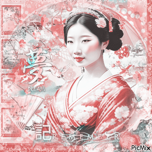 Oriental woman pastel - GIF animé gratuit