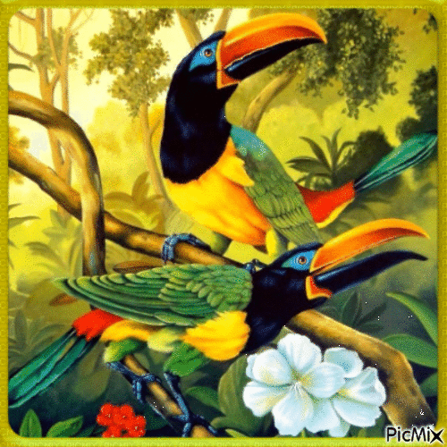 Oiseau multicolore. - Zdarma animovaný GIF