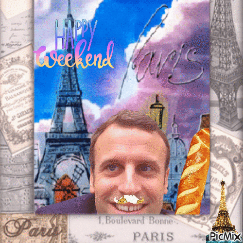 Happy Weekend Macron - Free animated GIF