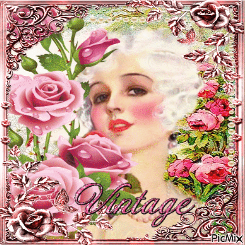 Woman with roses - Besplatni animirani GIF