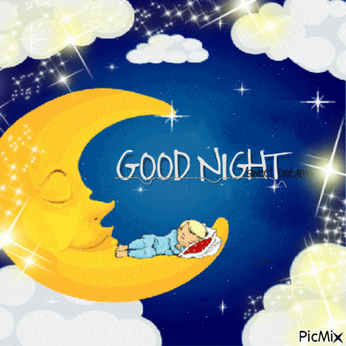 Good Night Child Sleeping on the Moon - GIF animé gratuit