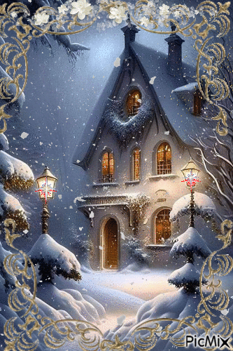 Zimowy wieczór - 無料のアニメーション GIF