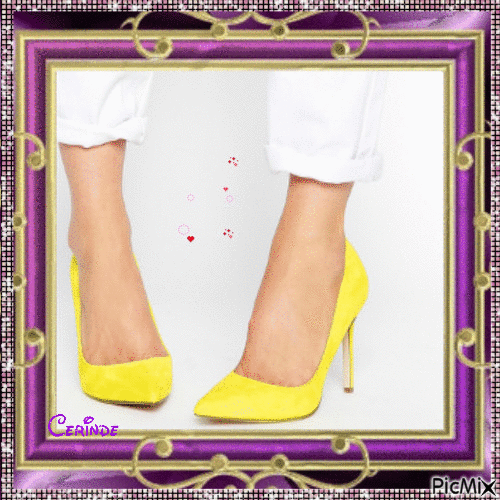 Chaussures jaunes sur pieds - Free animated GIF