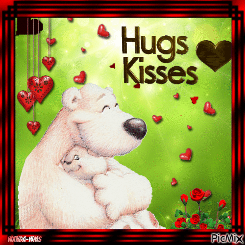 Hugs-kisses-bears-hearts - Free animated GIF