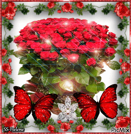 A bouquet red roses. - Animovaný GIF zadarmo