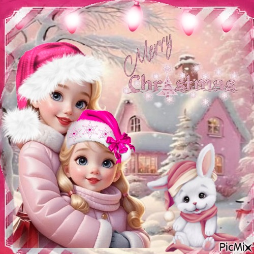 Merry Christmas Pink - png ฟรี