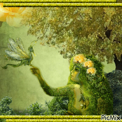green and yellow fantasy - Besplatni animirani GIF