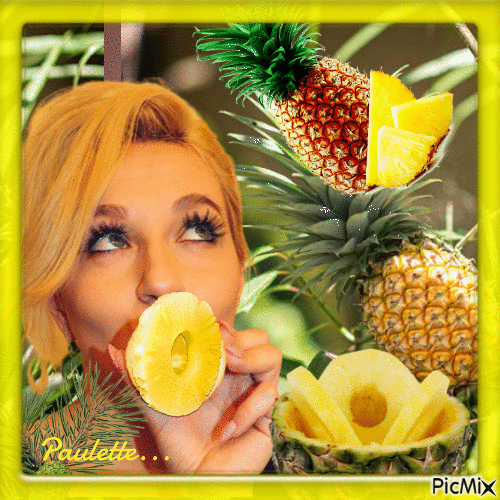 femme et ananas - Nemokamas animacinis gif