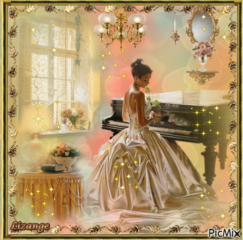 La dame au piano ! - GIF animé gratuit