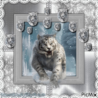 ((White Sabretooth Tiger)) - Бесплатный анимированный гифка