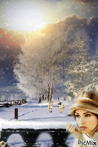 Gente en la nieve - Безплатен анимиран GIF