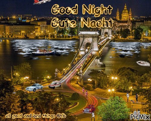 chain bridge budapest ungarn water good night - Zdarma animovaný GIF