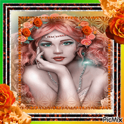 woman and roses - Nemokamas animacinis gif