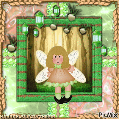{♣}Little Fairy in Beige and Green Tones{♣} - GIF animado grátis