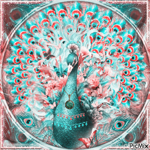 Peacocks and jewels - GIF animé gratuit
