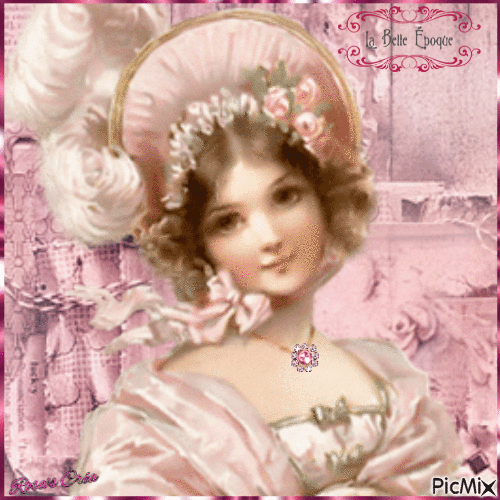 Concours : Portrait de femme en rose - Belle époque - Kostenlose animierte GIFs