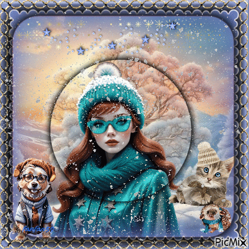 Portrait de femme en hivers - Безплатен анимиран GIF