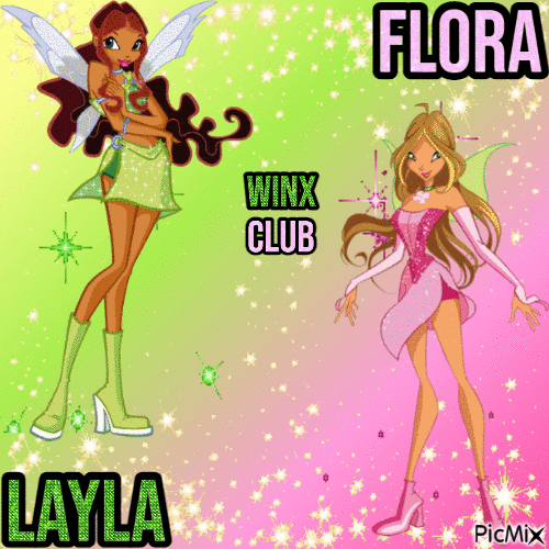 WINX - LAYLA & FLORA - Gratis animeret GIF