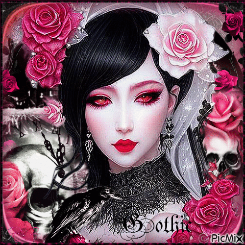 Gothique avec des roses - Бесплатный анимированный гифка