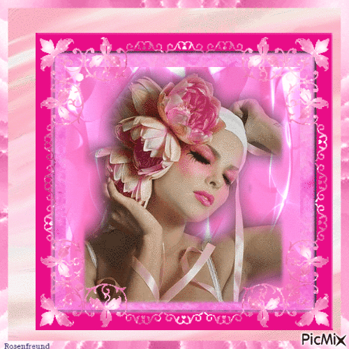 Woman portrait in pink color - GIF animé gratuit