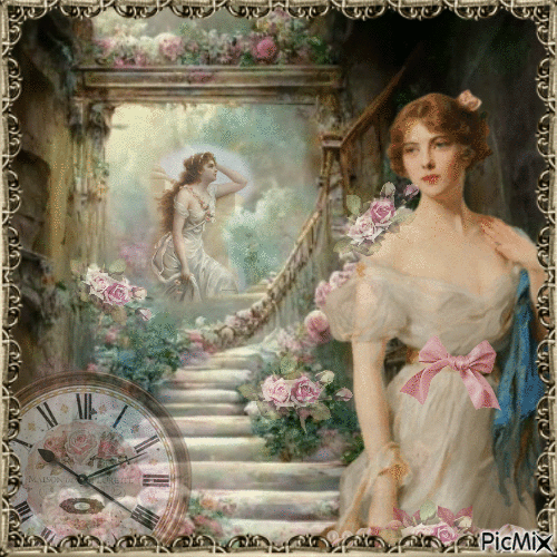rose victorian woman - Free animated GIF