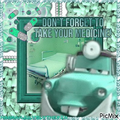 [=]Doctor Mater says "Don't forget your medicine![=] - Gratis animeret GIF