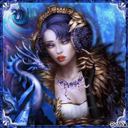 dragon bleu fantasy - Бесплатный анимированный гифка