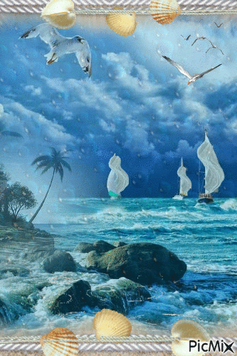 Mare aperto con vele - Ingyenes animált GIF