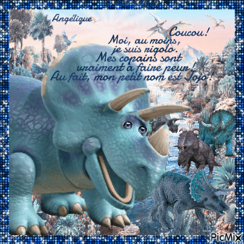 Jojo, le Triceratops... 💙🖤🤍 - 無料のアニメーション GIF