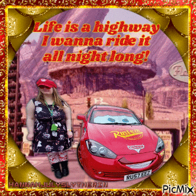 {Life is a Highway -Me & Lightning McQueen} - Free animated GIF